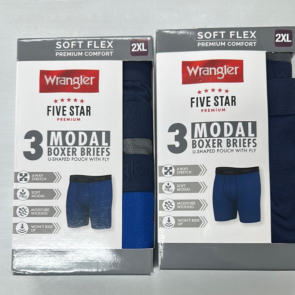 Wrangler Men's Blue Boxer Briefs - 2 Pack